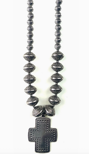 Antique Silver Cross Necklace - N056AS