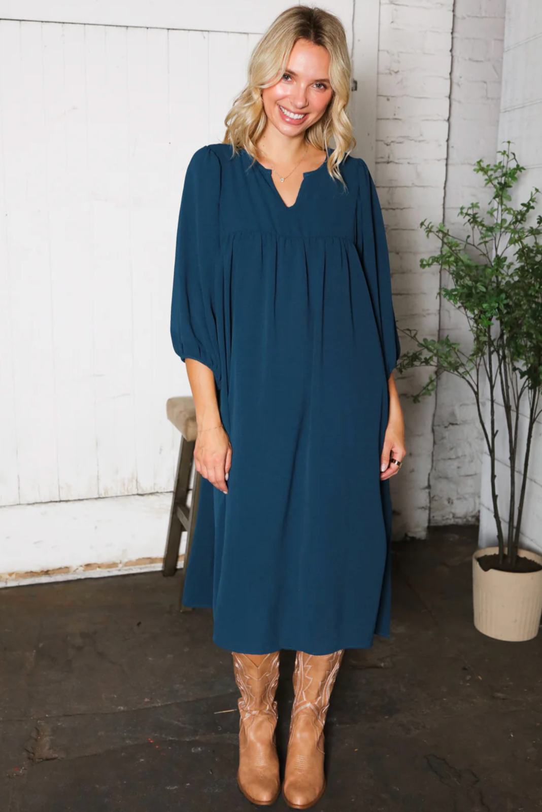 Saphire Skies Woven Crinkled Dress