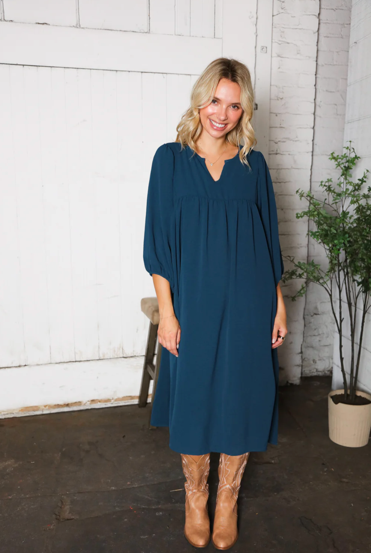 Saphire Skies Woven Crinkled Dress