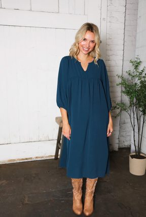 Saphire Skies Woven Crinkled Dress