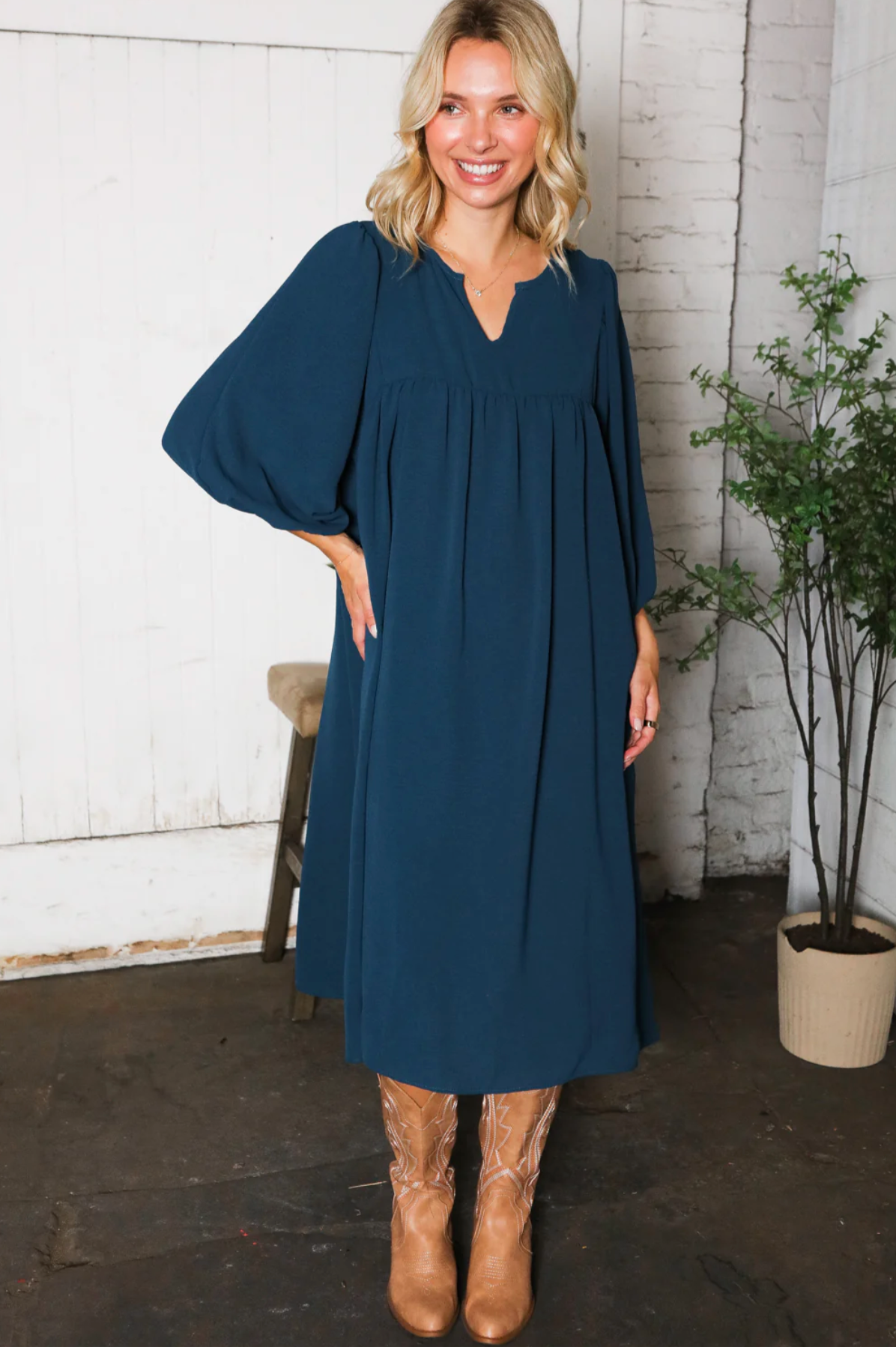 Saphire Skies Woven Crinkled Dress