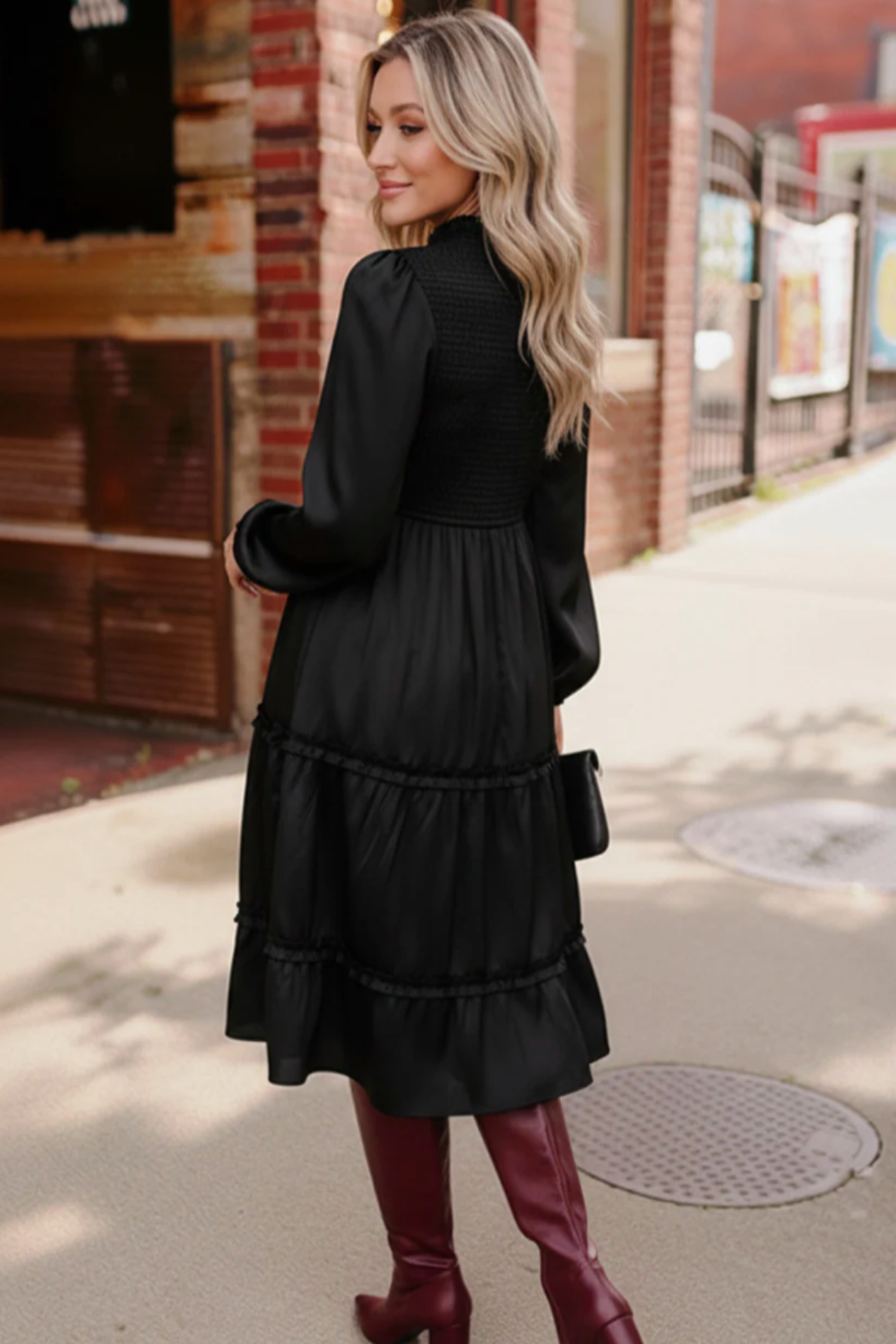 Starlit Elegance Black Tiered Dress