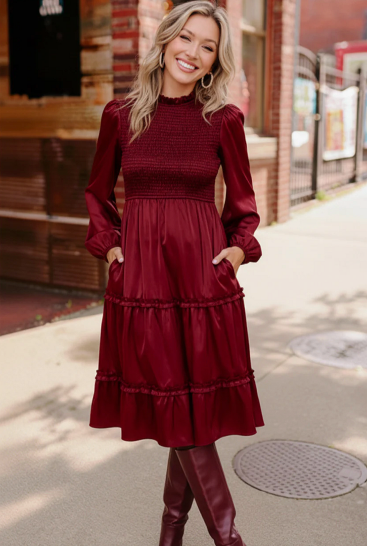 Starlit Elegance Red Tiered Dress
