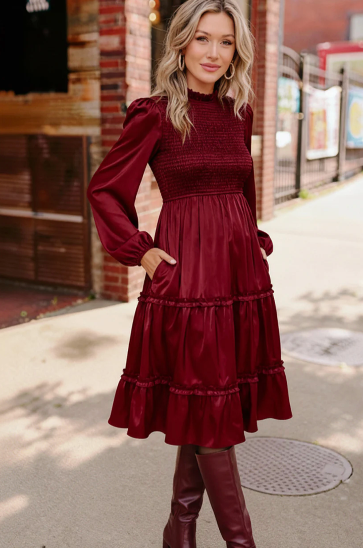 Starlit Elegance Red Tiered Dress