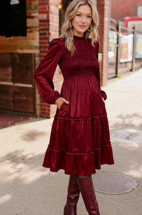 Starlit Elegance Red Tiered Dress
