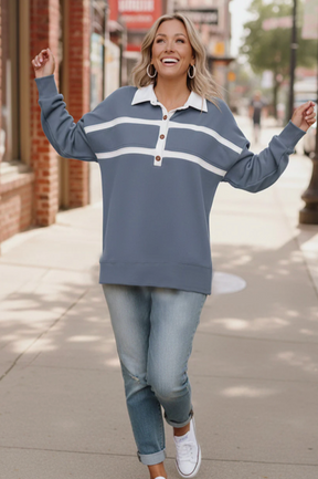 Prep School Chic Slate Blue Polo