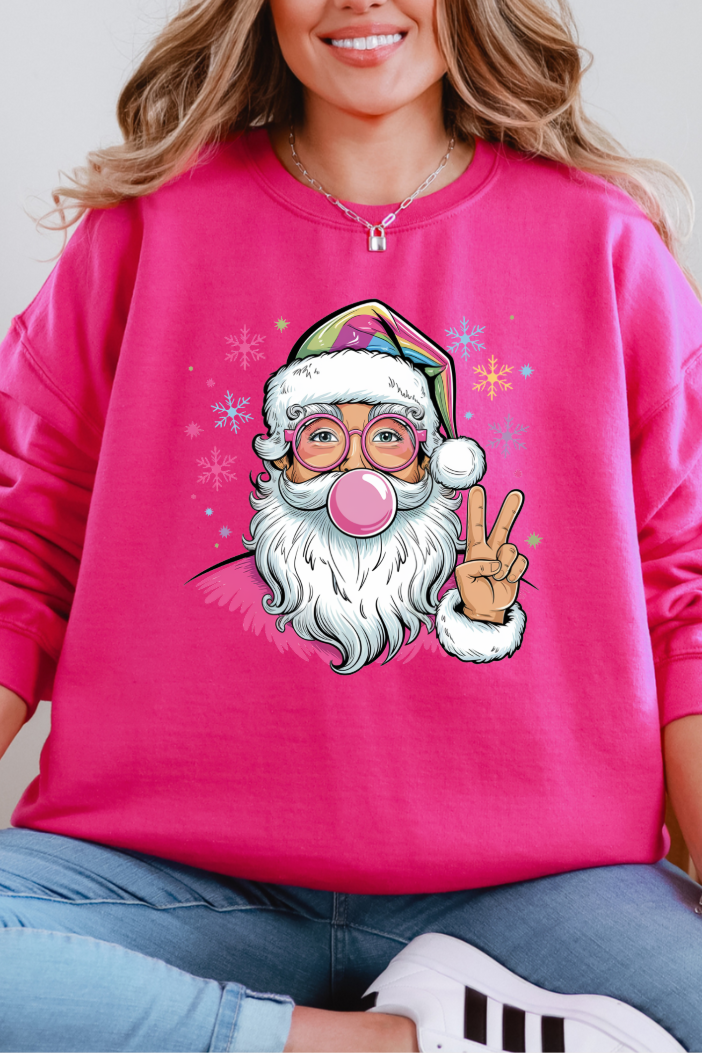 Preppy Santa & Bubblegum Graphic Tee and Sweatshirt
