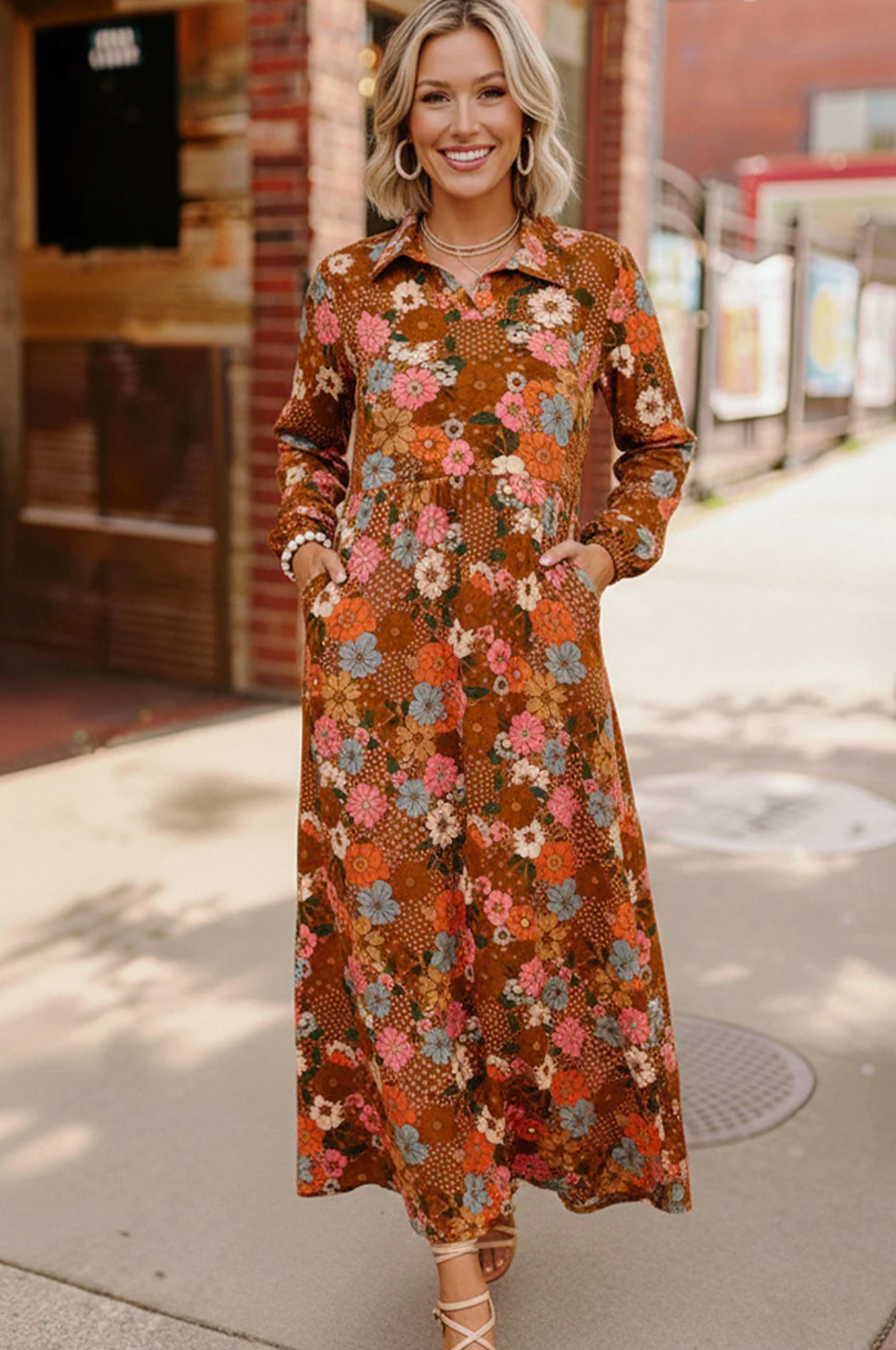 Groovy Garden Rust Maxi Dress
