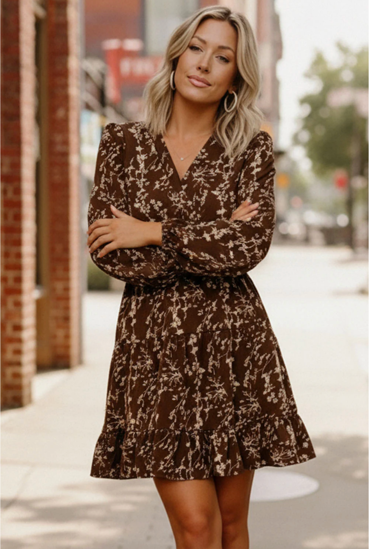 Cocoa Blossom Smocked Waist Dress