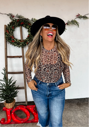 Cheetah Christmas Mesh Top - S147CH