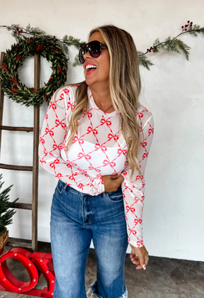 Red Ribbon Mesh Top - S148RD