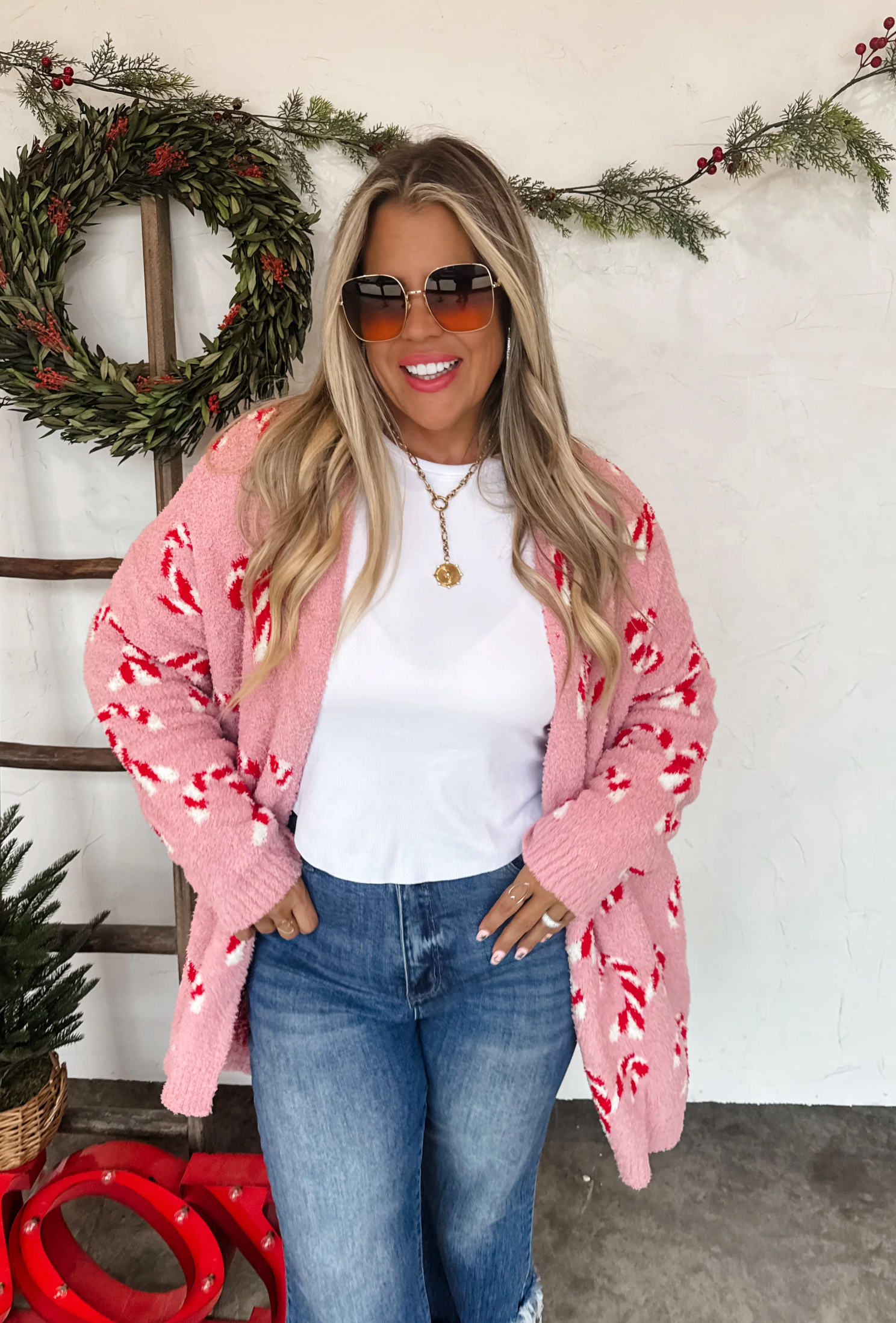 Candy Cane Cozy Cardigan - OT069PK