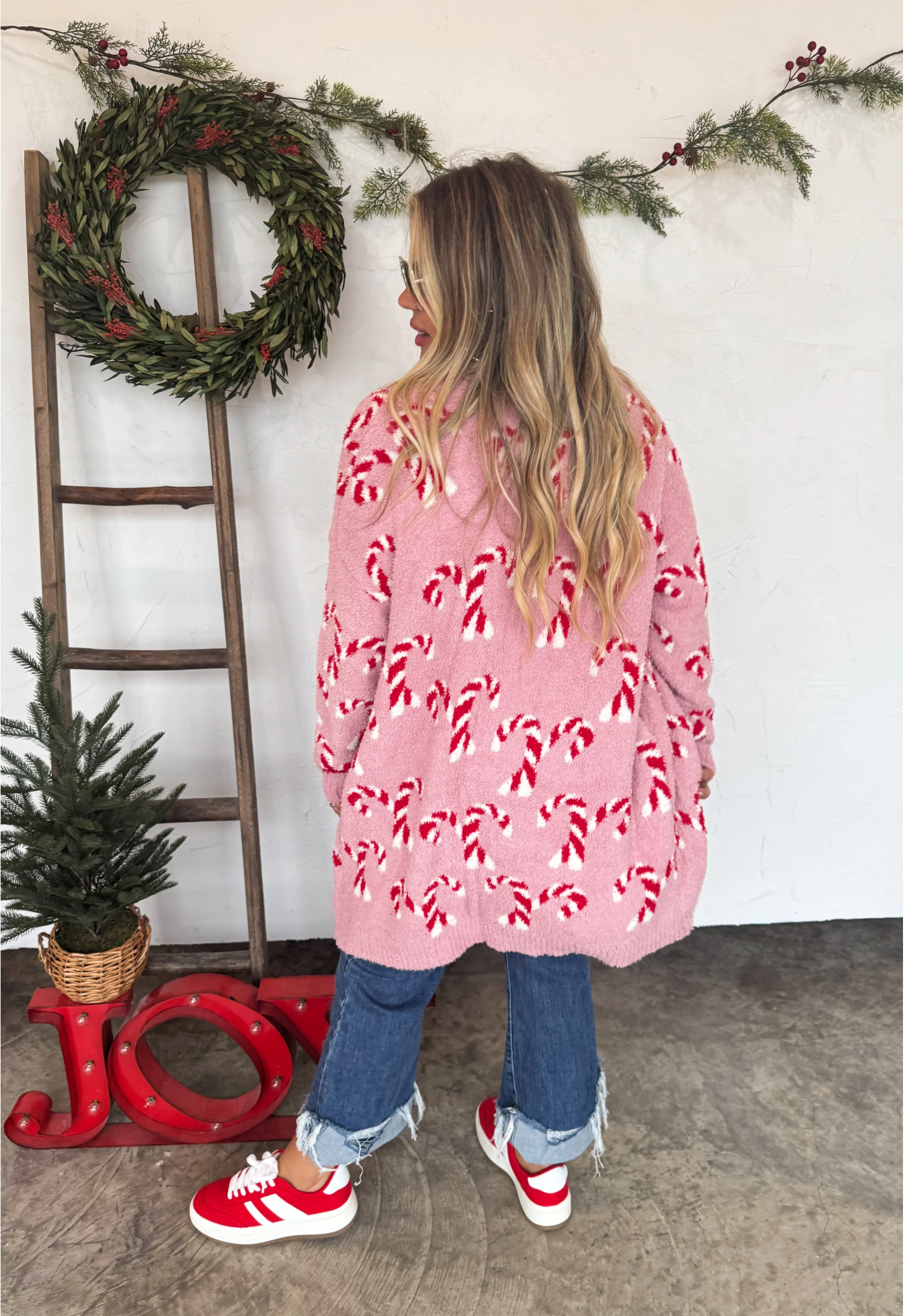 Candy Cane Cozy Cardigan - OT069PK