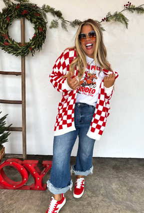 Tis the Season to Be Cute Checkered Cardigan - OT068RW