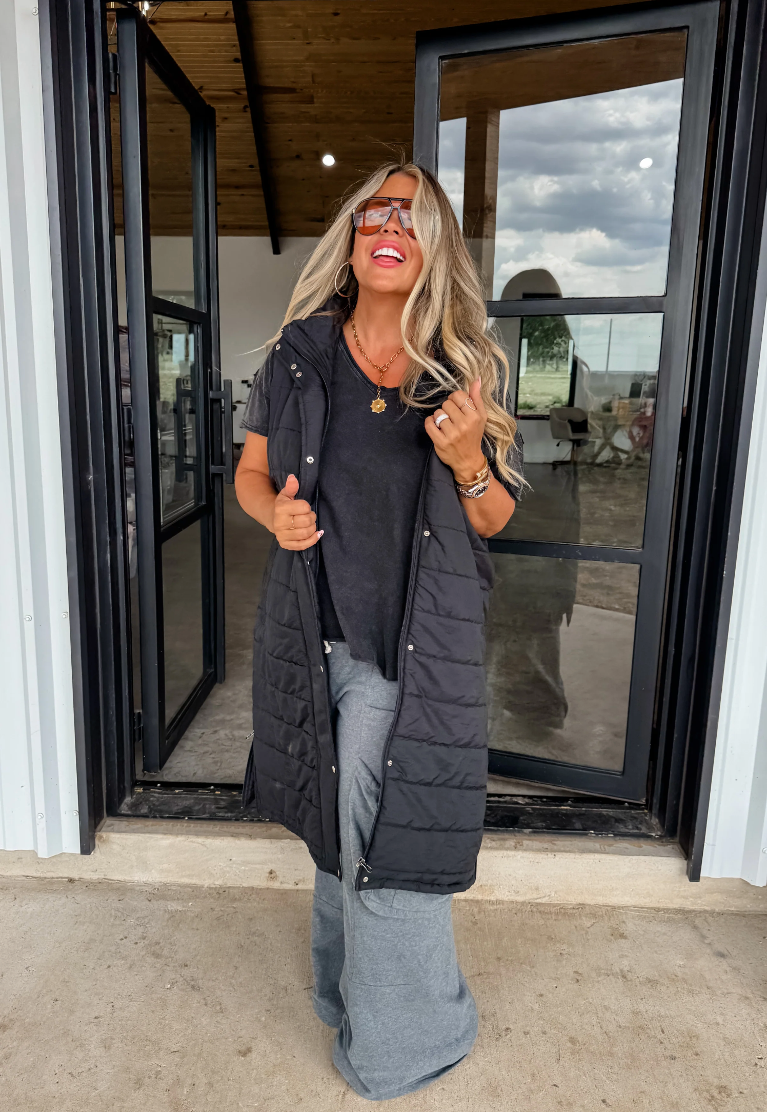 Puff Perfection Black Long Vest - OT062BK