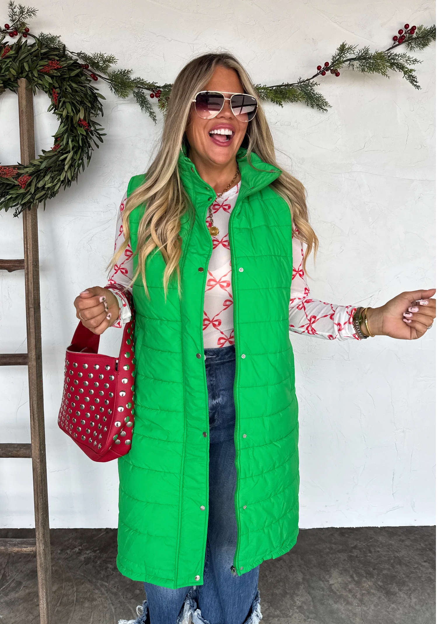 Puff Perfection Green Long Vest - OT066GN