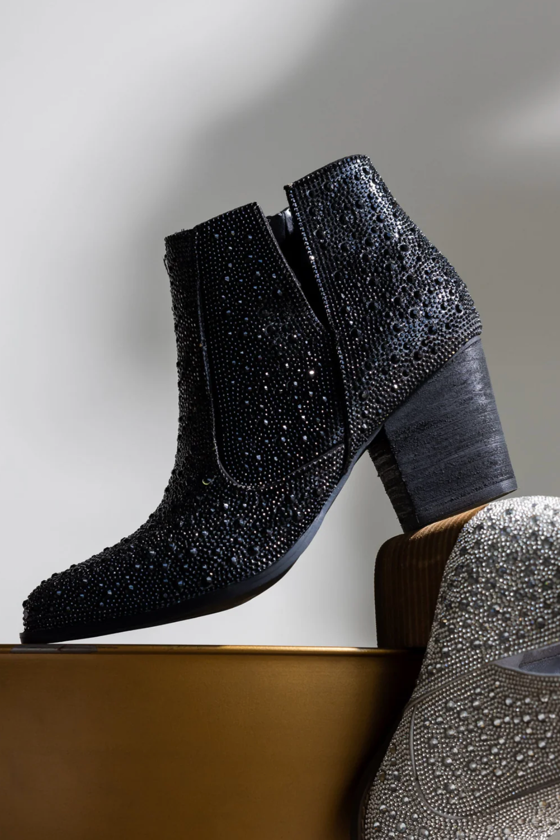 Shining Star Black Rhinestone Bootie