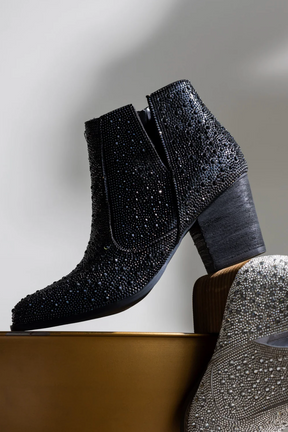 Shining Star Black Rhinestone Bootie