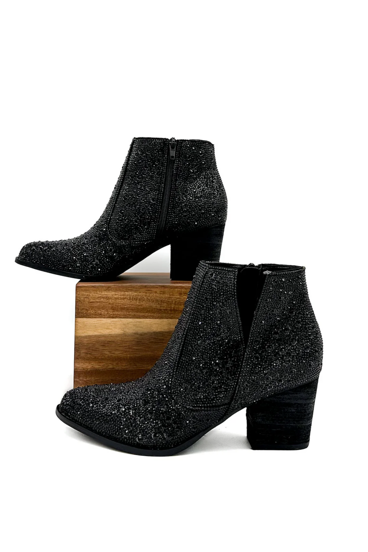 Shining Star Black Rhinestone Bootie
