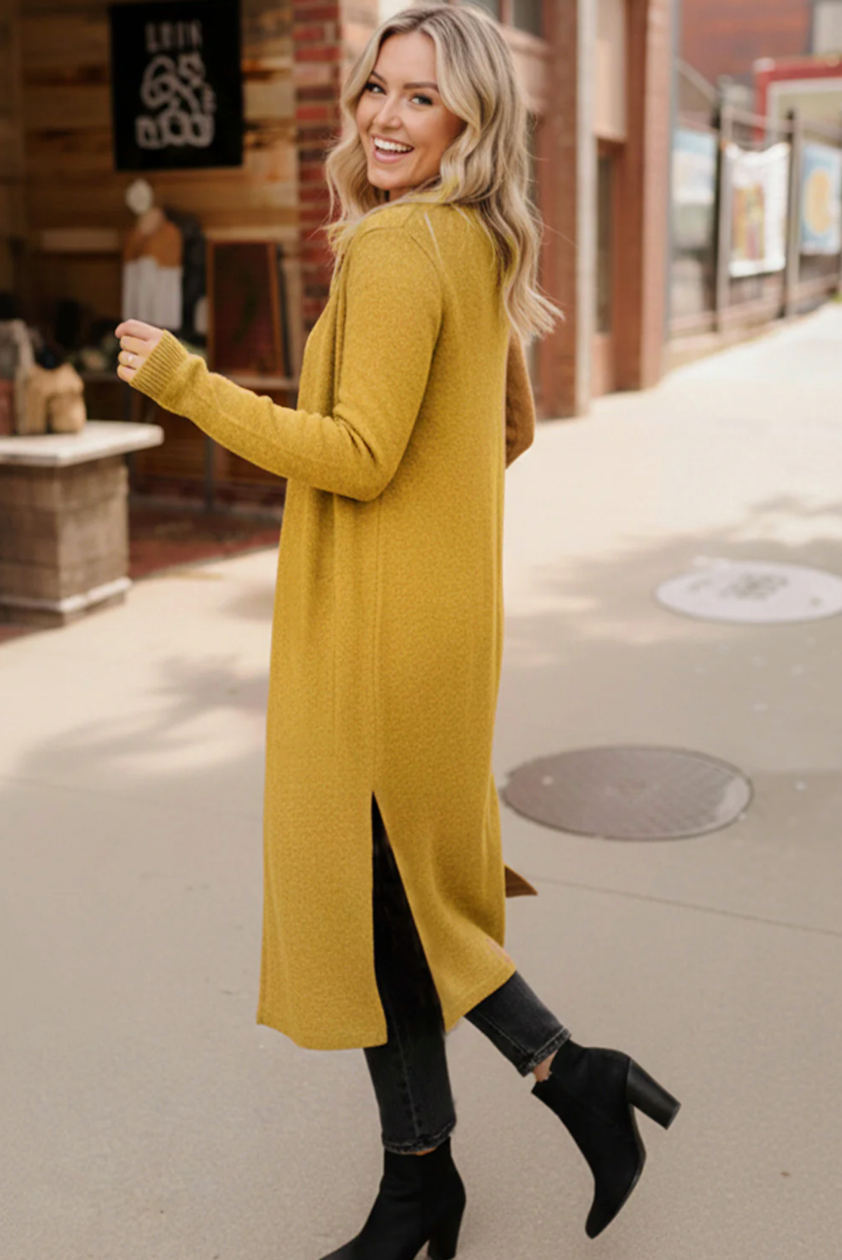 Honey Mustard Harvest Long Cardigan