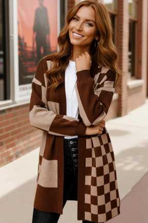 The Café Mocha Check Cardigan