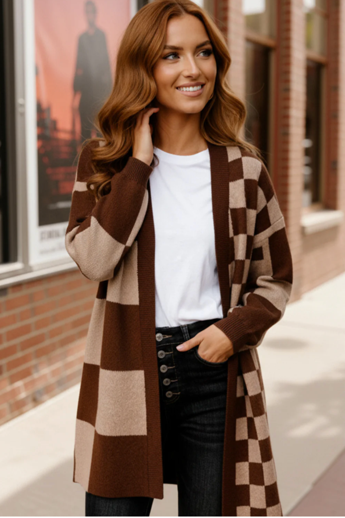 The Café Mocha Check Cardigan