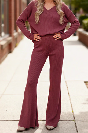 Cozy on Main Wine Sweater Set