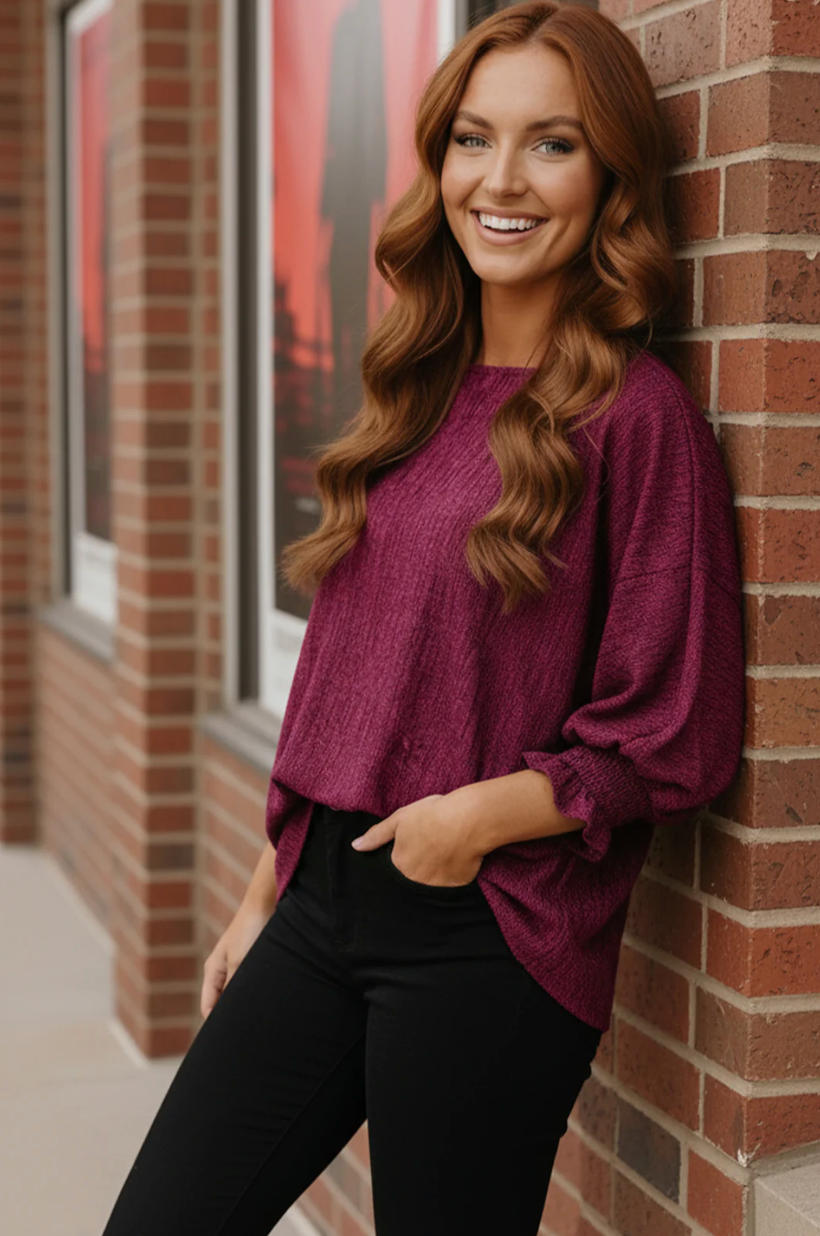 Pretty in Fuchsia Puff Sleeve Blouse
