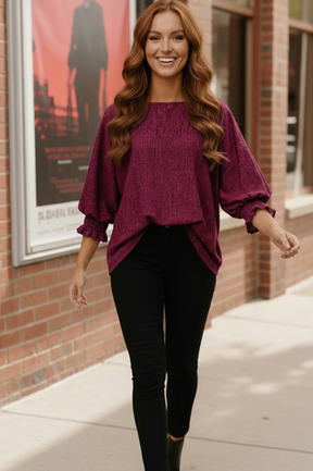 Pretty in Fuchsia Puff Sleeve Blouse