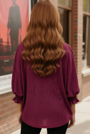 Pretty in Fuchsia Puff Sleeve Blouse