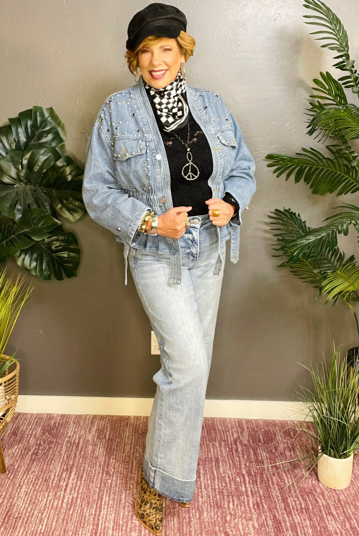 Chic In Denim Studded Jacket - OT096DN