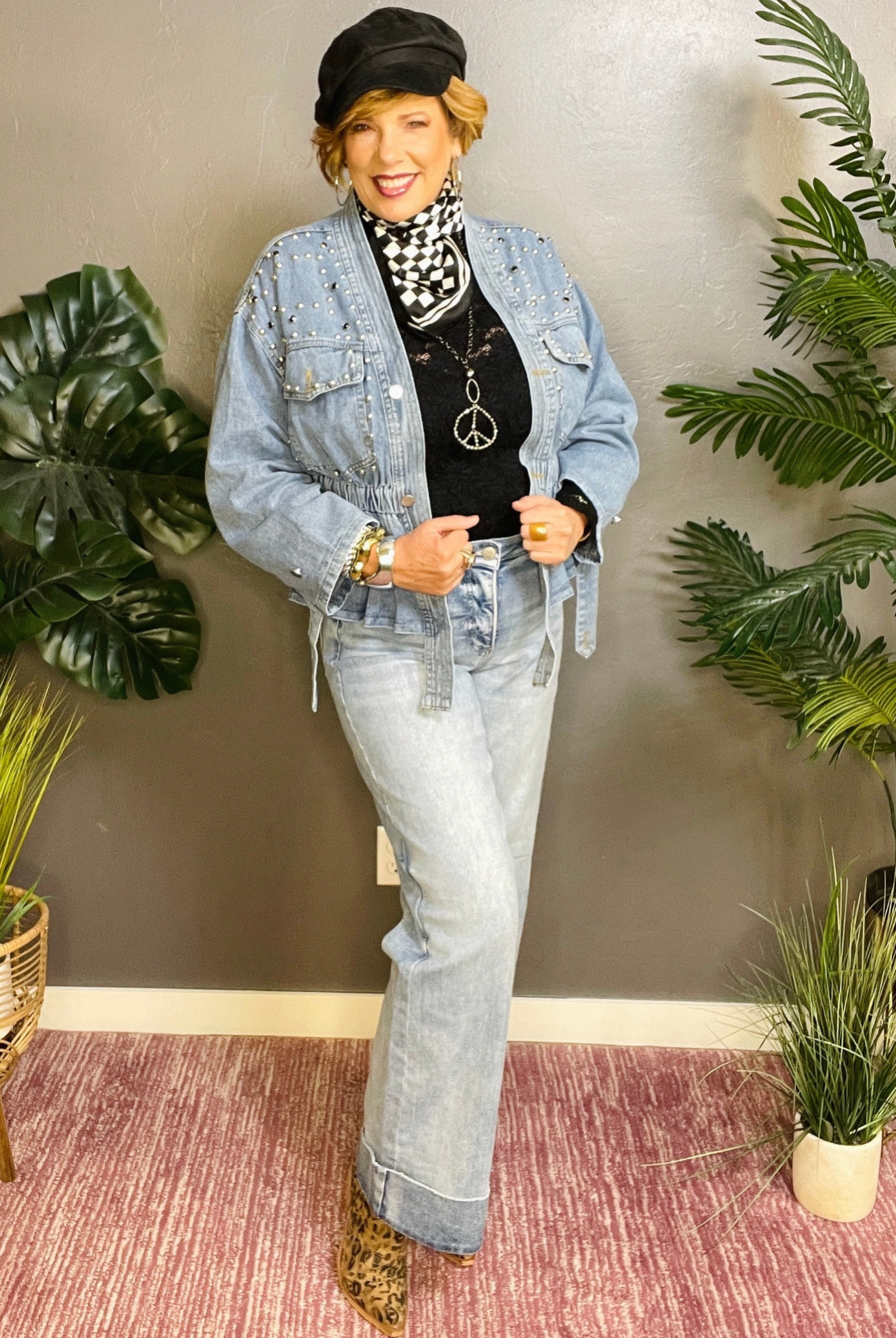 Chic In Denim Studded Jacket - OT096DN