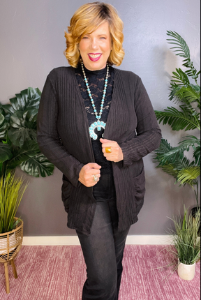 Love My Basics Ribbed Cardigan - OT090BK