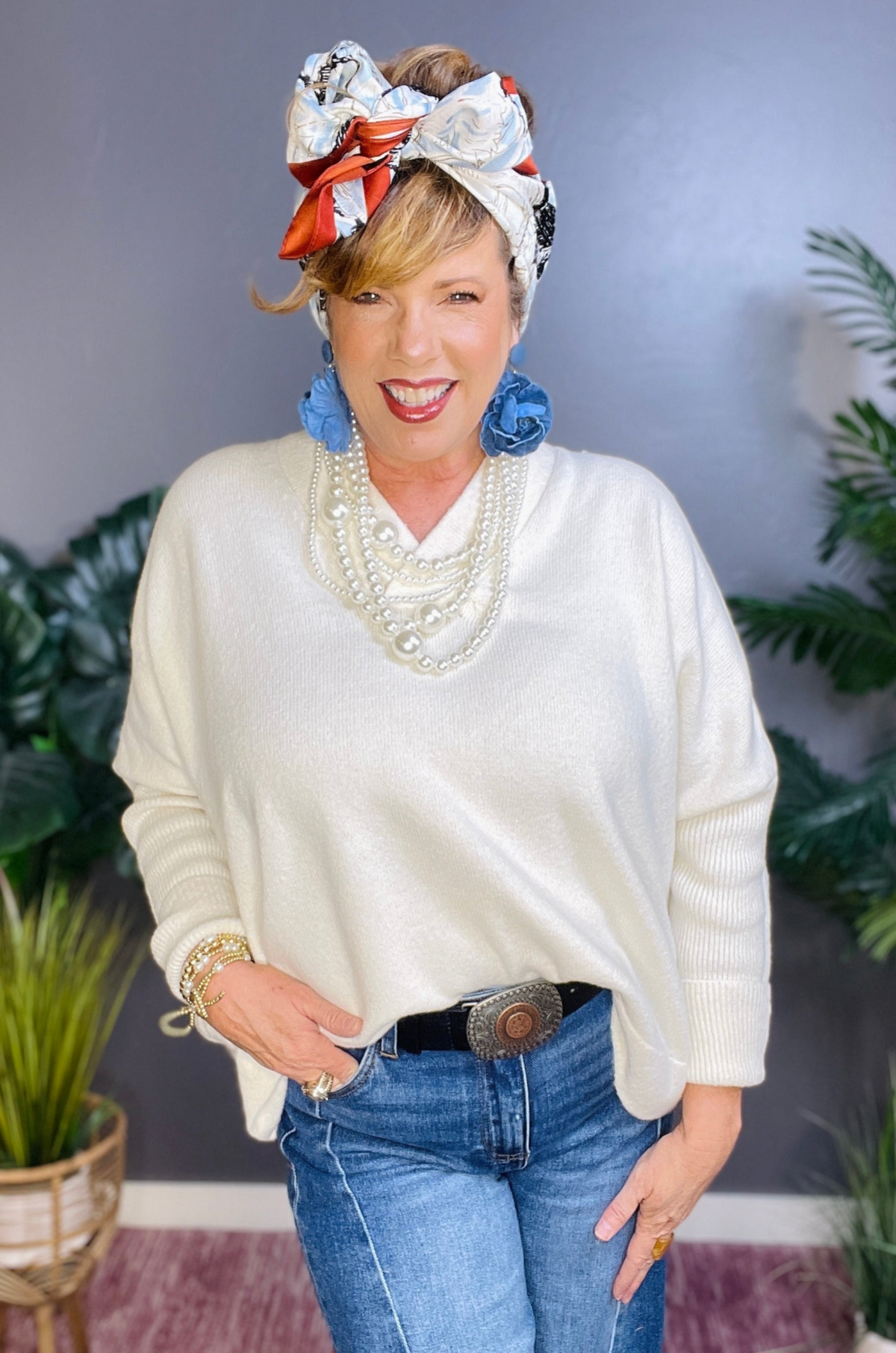 Simply Dreamy Cream V-Neck Sweater - S194CM