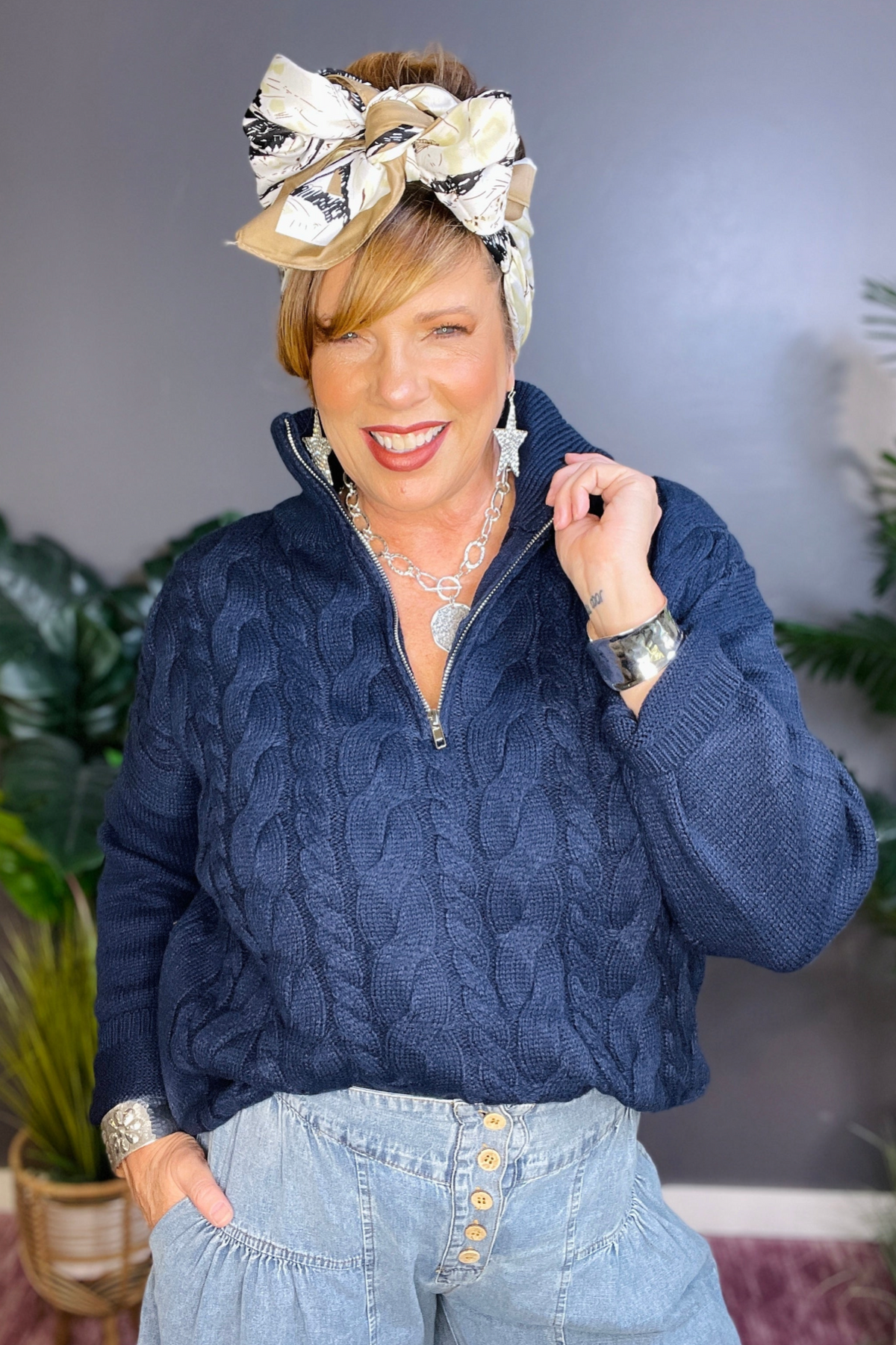 To The Club Cable Knit Sweater - S204NV