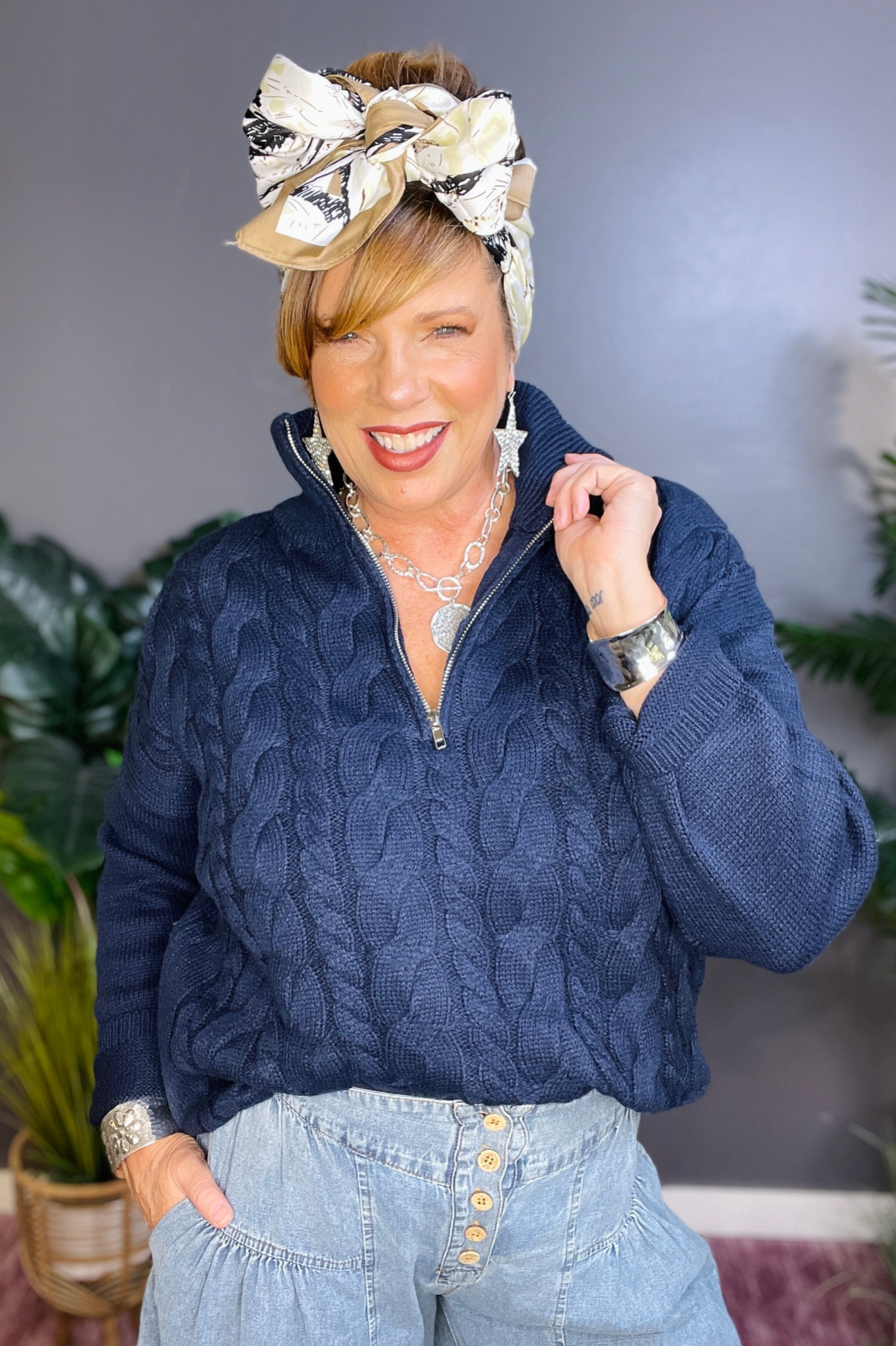 To The Club Cable Knit Sweater - S204NV