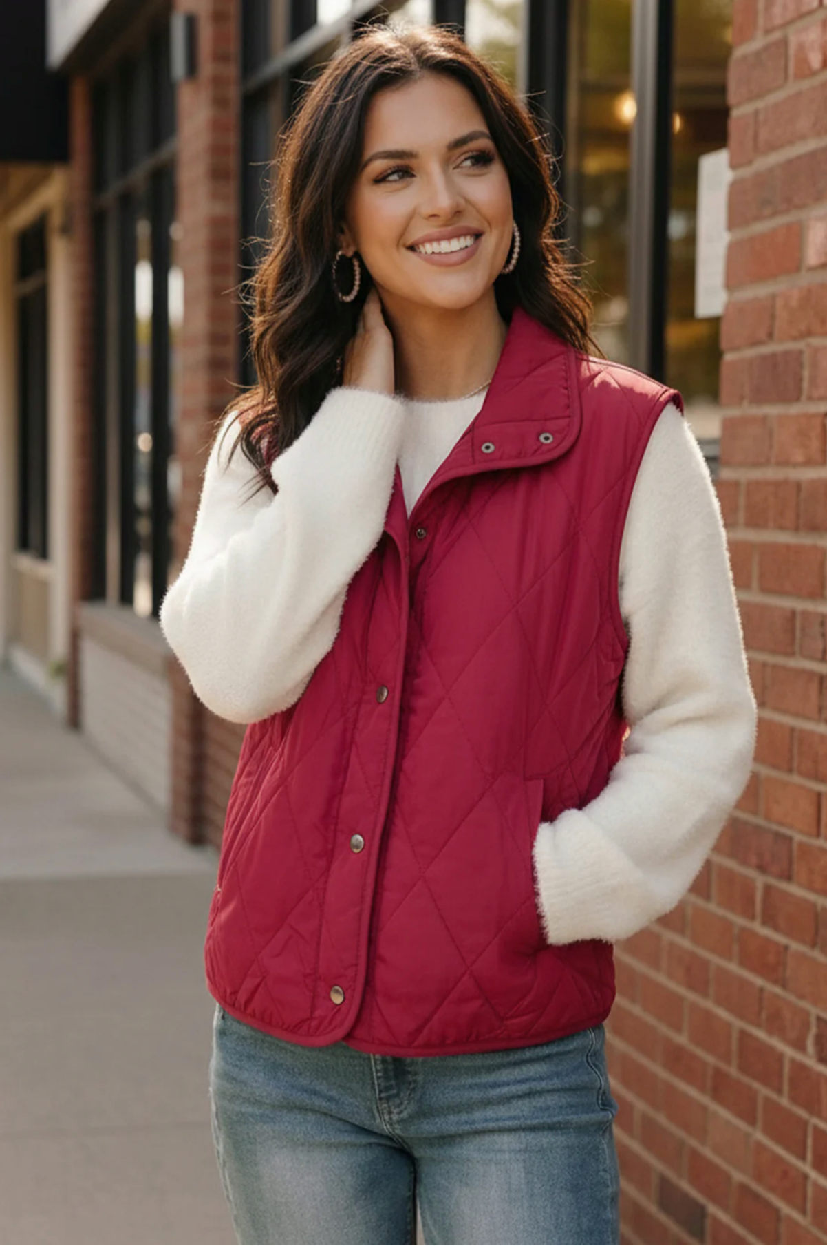Cranberry Cozy Puffer Vest