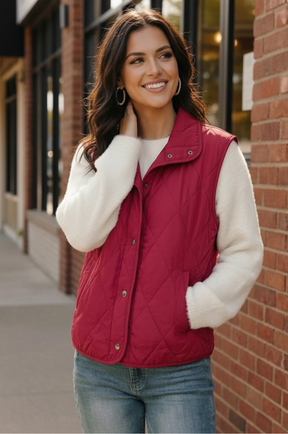 Cranberry Cozy Puffer Vest