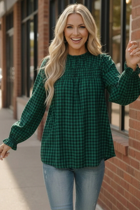 Wildwood Check Green Smock