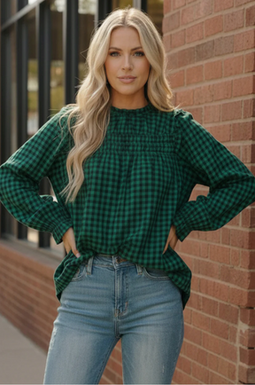 Wildwood Check Green Smock