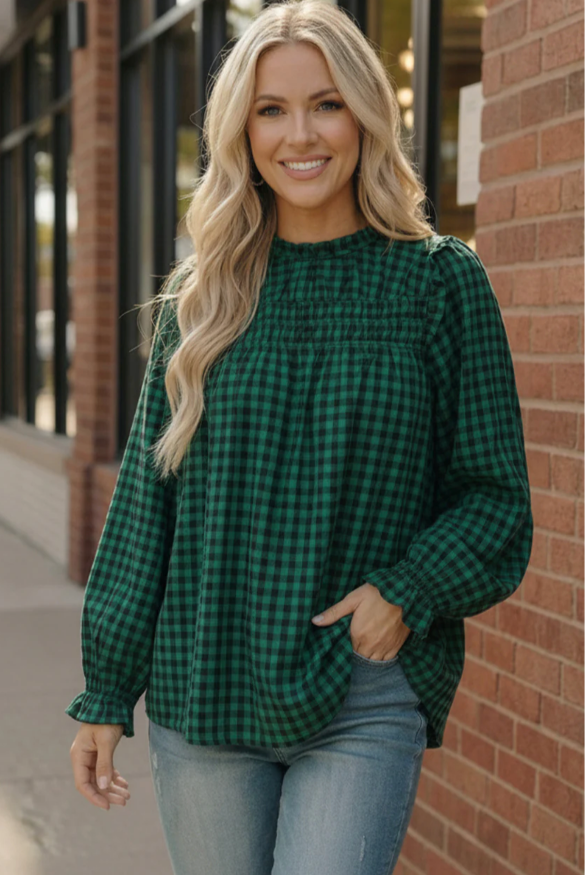 Wildwood Check Green Smock