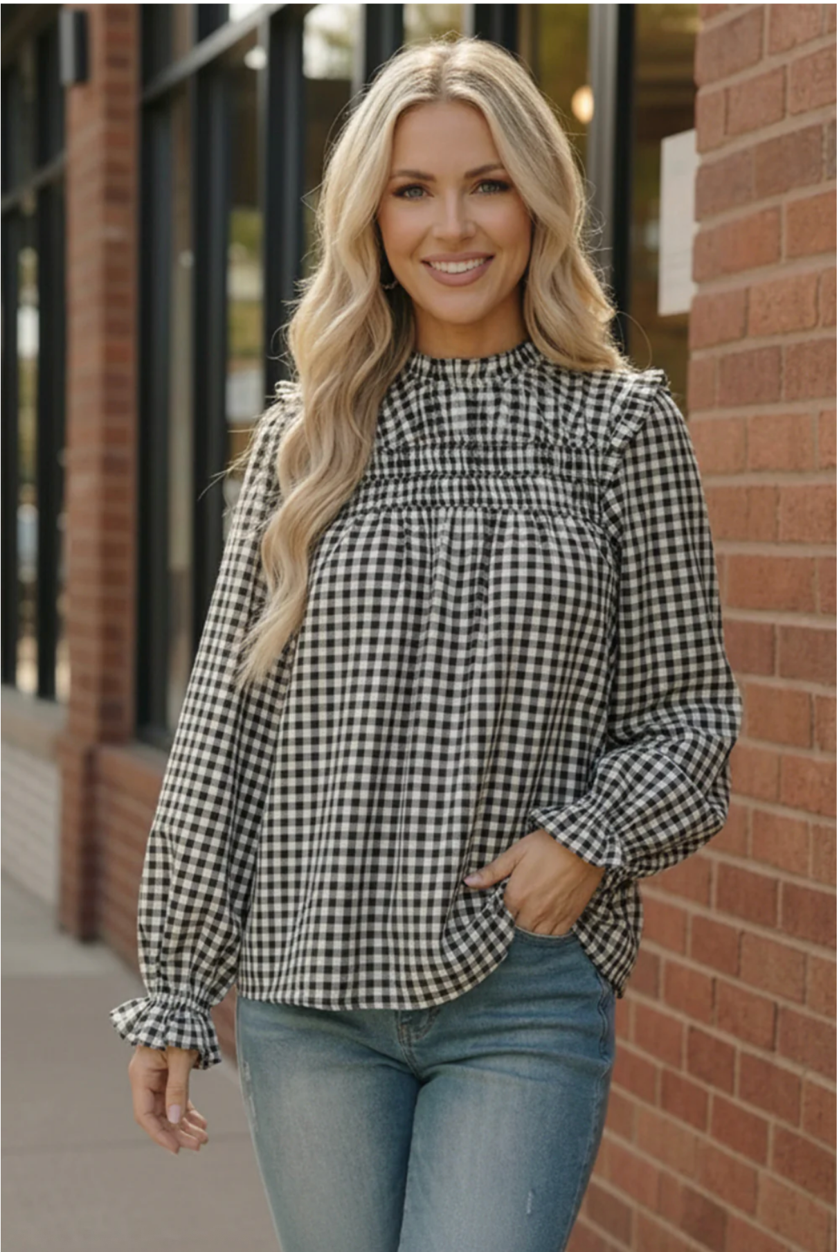 Wildwood Check White Smock