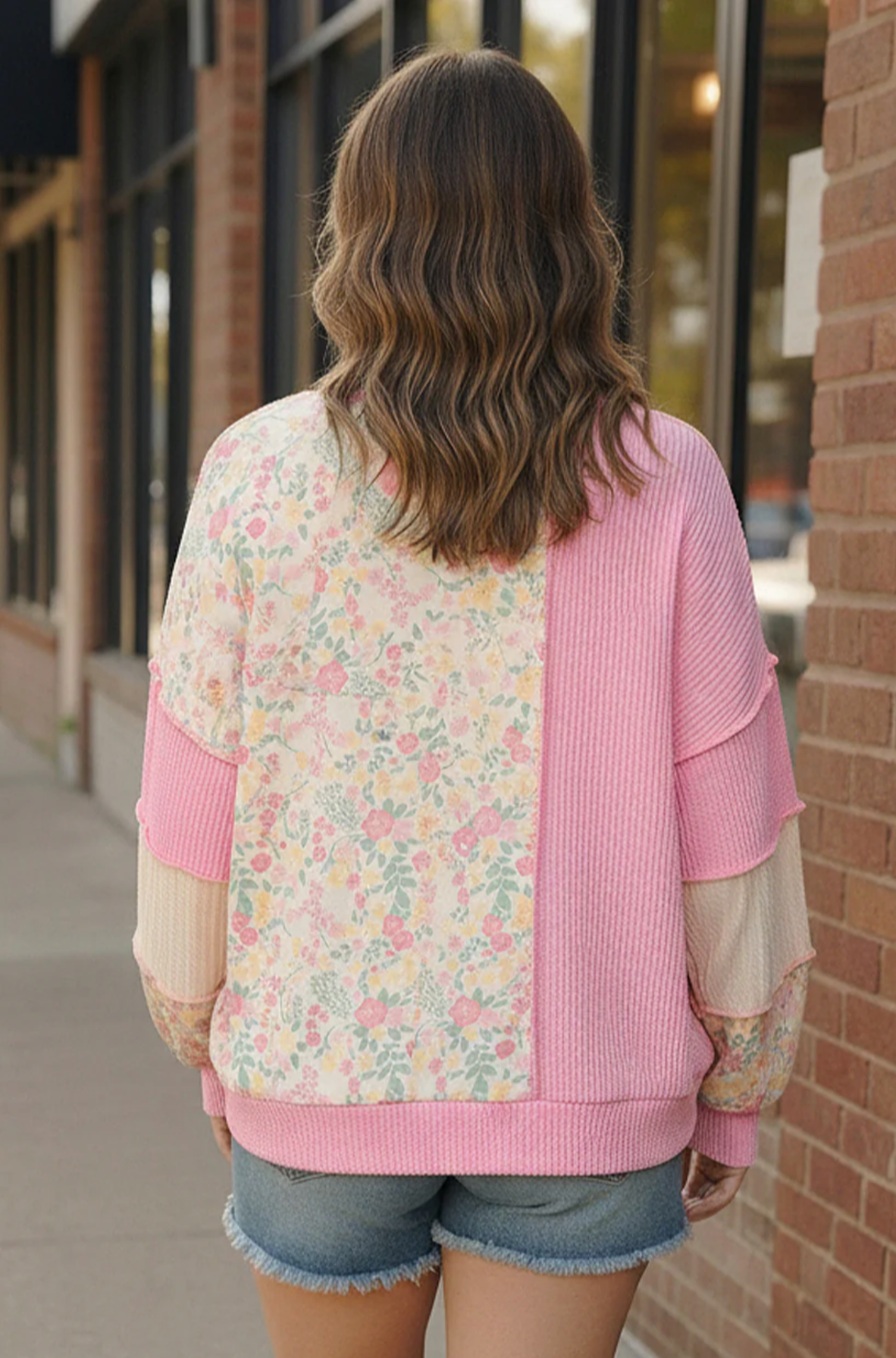 Floral Fields Pink Ribbed Colorblock