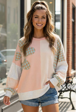 Sunday Peach Patchwork Top