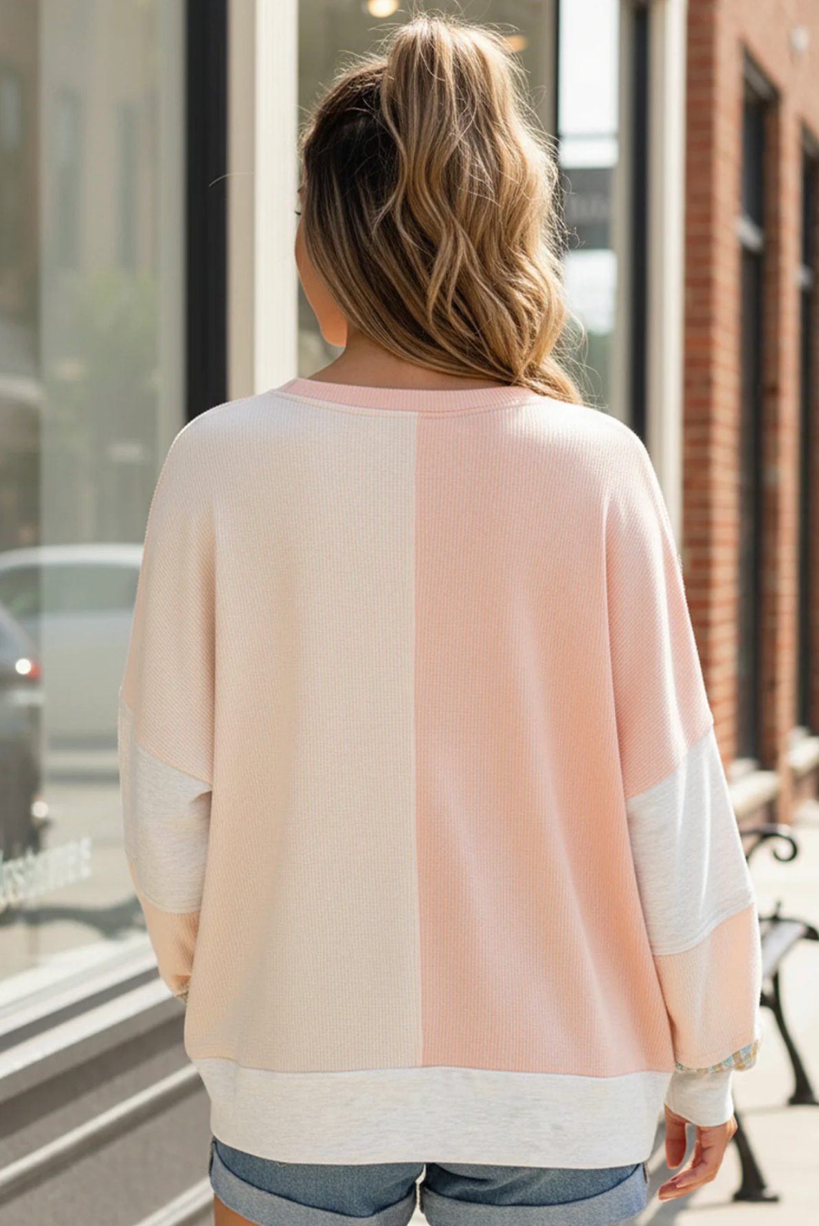 Sunday Peach Patchwork Top