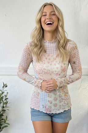 English Garden Patchwork Mesh Top