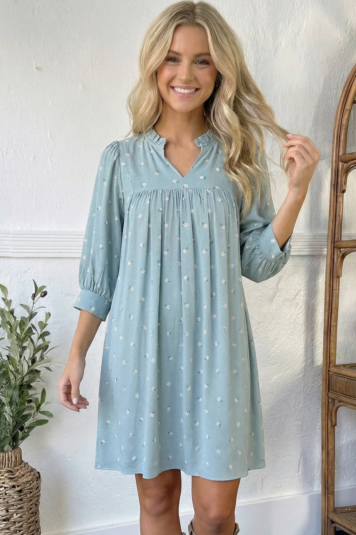 Bluebell Breeze Notch Neck Dress