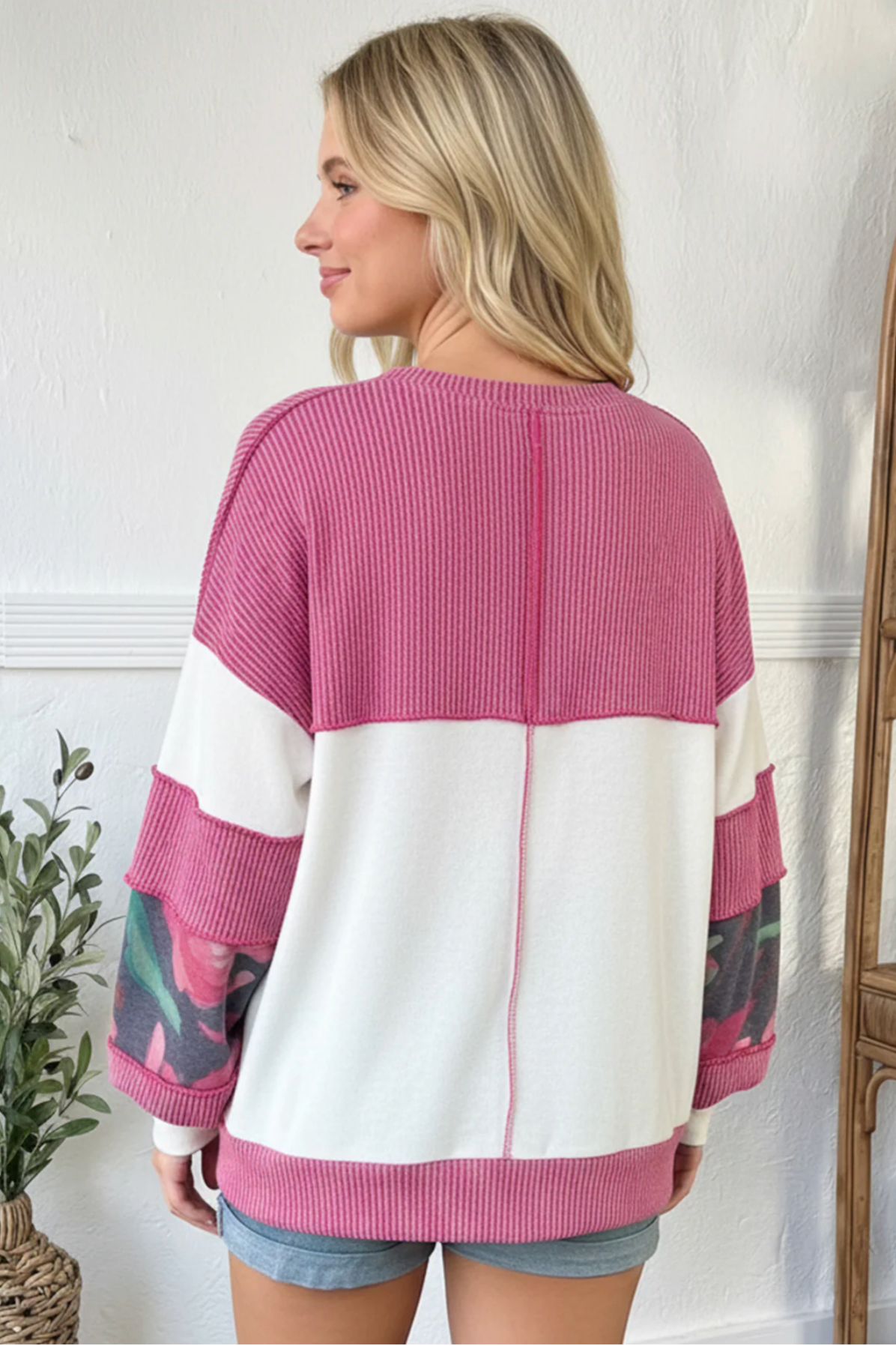 Rosy Garden Getaway Color Block Top
