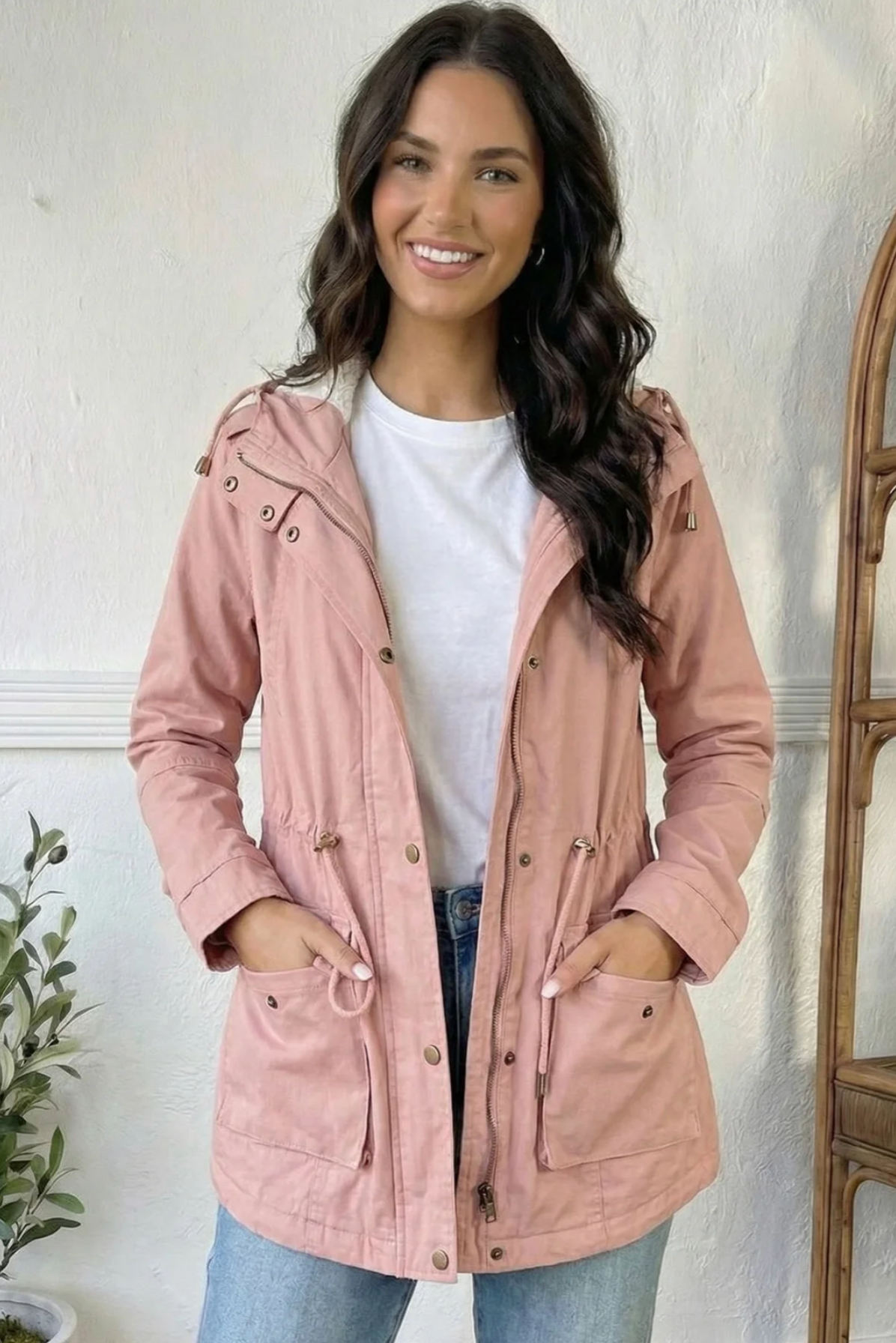 Blush & Go Utility Lined Snap Close Jacket