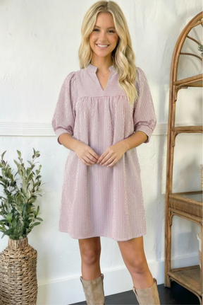 Sunday Stroll Pink Pin Stripe Dress